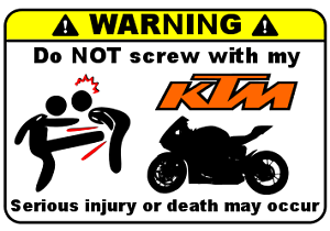 Get warning tag for your KTM.